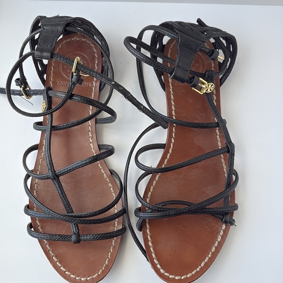 Tory Burch Brooke Leather Gladiator Sandals Black - Picture 4 of 7